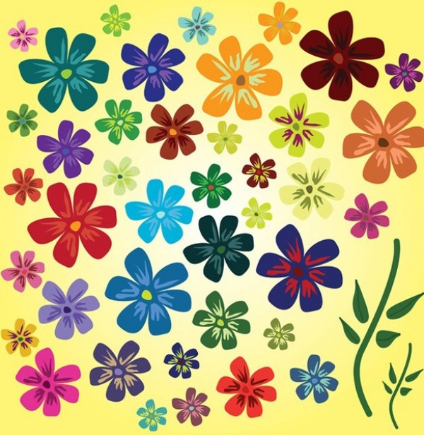 Cheerful Summer Flowers Vector Graphics web vector unique ui elements stylish spring quality plants original new nature leaves interface illustrator high quality hi-res HD happy graphic garden fresh free download free flower floral elements download detailed design creative cheerful   
