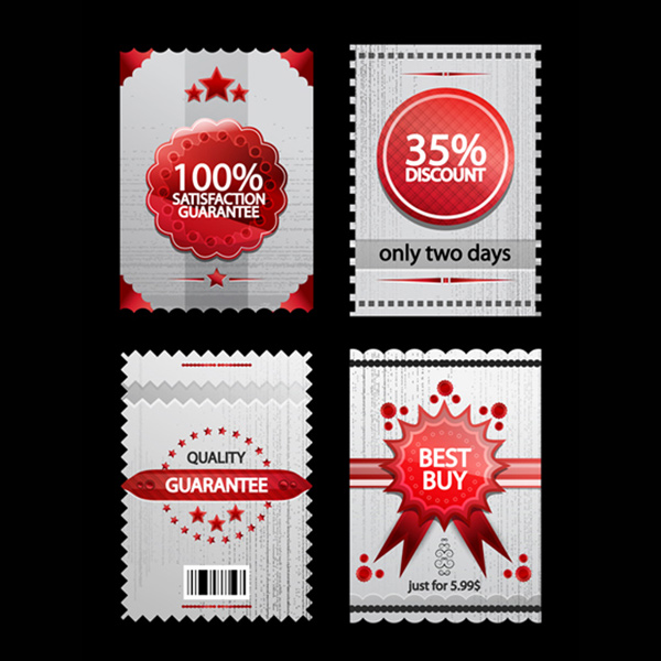 4 Hanging Flag Stamp Sales Labels Vector Set sticker stamp sales labels labels free sales labels free ecommerce discount badge   