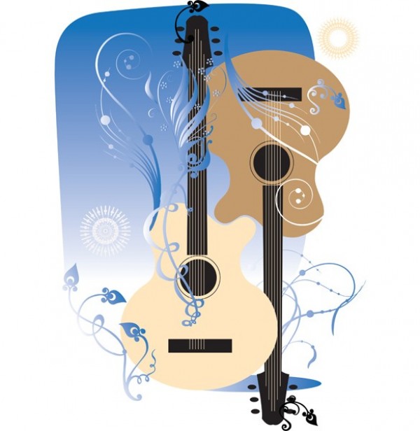 Cutaway Guitars Abstract Vector Background web vector unique ui elements stylish quality original new musical music interface illustrator high quality hi-res HD guitars graphic fresh free download free floral eps elements download detailed design cutaway creative blue background ai acoustic abstract   