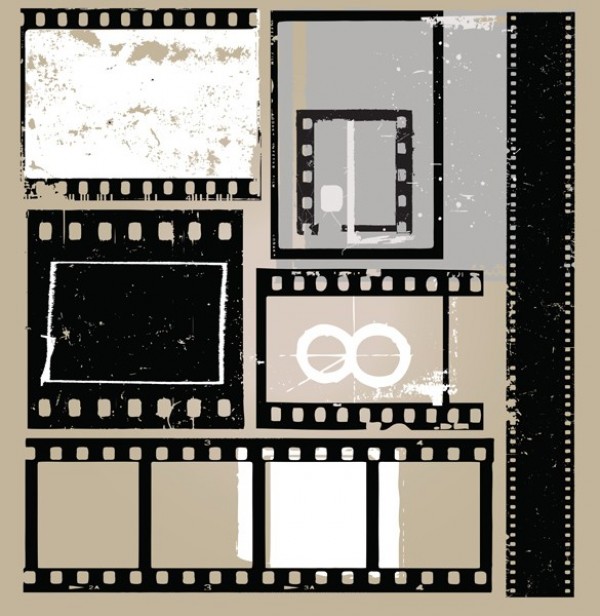 Grunge Film Strip Elements Vector Set web vector film vector unique ui elements stylish set quality original new interface illustrator high quality hi-res HD grunge film grunge graphic fresh free download free film elements film elements download detailed design creative   