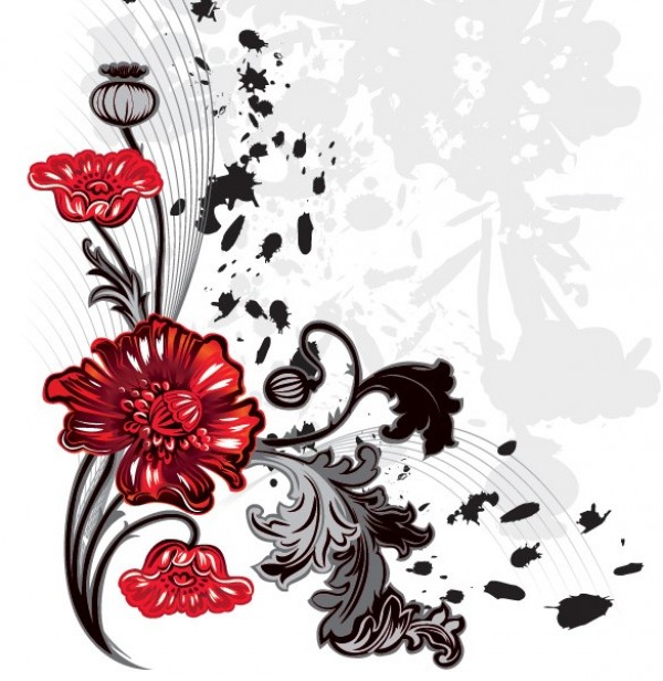 Red Poppy Flower Abstract Vector Background web vector unique stylish red quality poppy poppies original illustrator high quality graphic fresh free download free flower download design creative background   