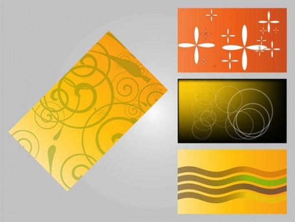 4 Modern Abstract Business Card Vector Templates yellow web waves vector unique ui elements template swirls stylish set quality presentation original new lines interface illustrator identity high quality hi-res HD graphic fresh free download free elements download detailed design creative circles card business cards business ai abstract   