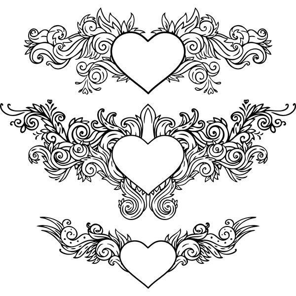 Valentine Heart Floral Vector Decals vector hearts vector valentines ornaments hearts free download free floral decoration   