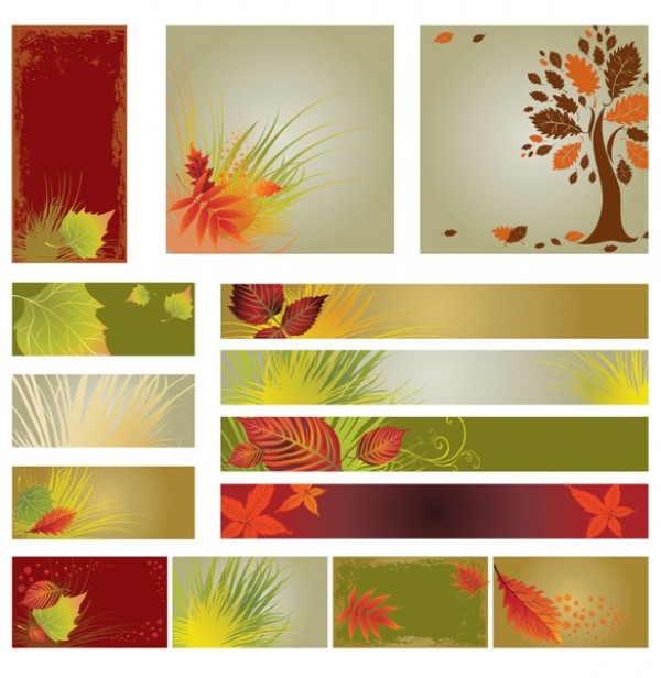 14 Autumn Leaves Nature Banner Backgrounds web vector unique ui elements stylish quality original orange new interface illustrator high quality hi-res HD graphic fresh free download free Fall elements download detailed design creative banner background autumn tree autumn leaves autumn   