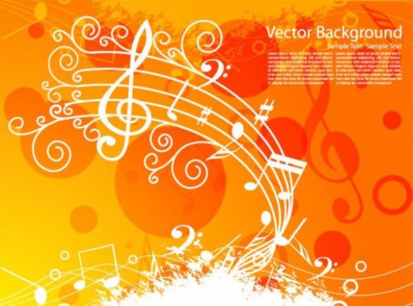 Orange Grunge Musical Vector Background web vector unique treble clef stylish quality original orange notes musical music illustrator high quality grunge graphic fresh free download free download design creative circles bubbles background   