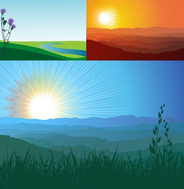 Amazing Sunset Horizon Vector Backgrounds web vector unique sunset background sunset stylish river quality original mountains landscape illustrator horizon high quality graphic fresh free download free download design creative background   