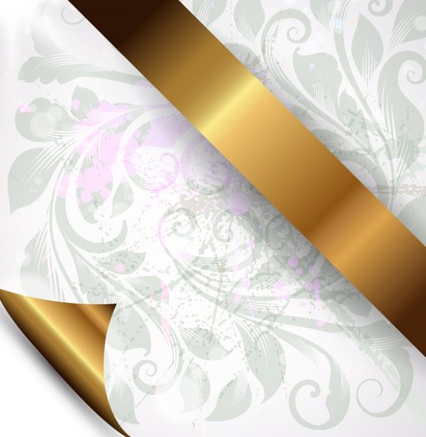 Soft Floral Gold Foil Ribbon Background wrap web vector unique ultimate ui elements stylish ribbon quality pattern pack original new modern illustration high quality high detail hi-res HD graphic gold foil gold gift fresh free download free floral background elements download detailed design curled edge curl creative   