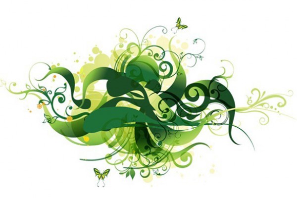 Unique Green Butterfly Floral Illustration vectors vector graphic vector unique swirl quality photoshop pack original modern illustrator illustration high quality green fresh free vectors free download free floral download creative butterfly butterflies background ai   