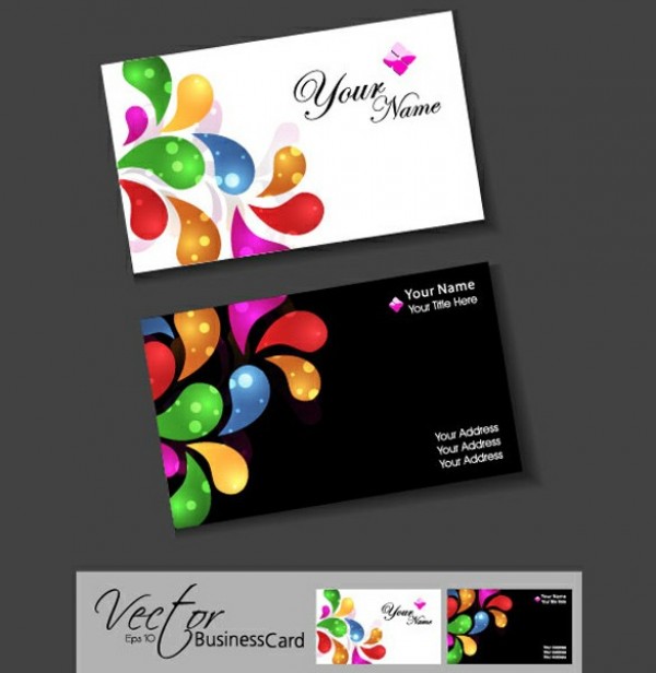 Vivid Colors Business Card Templates Set web vivid vector unique ui elements template stylish shapes quality original new light interface illustrator high quality hi-res HD graphic fresh free download free eps elements download detailed design dark creative colors colorful business card   