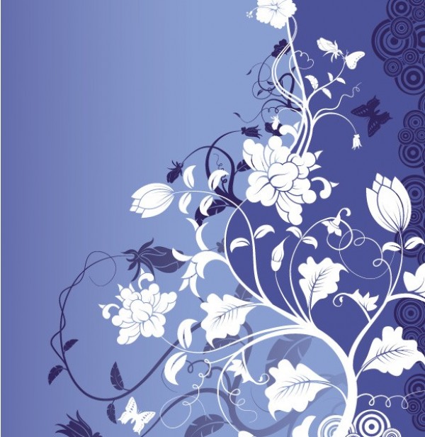 Beautiful Blue Floral Vector Background white web vector unique stylish quality original illustrator high quality graphic fresh free download free flowers floral download design creative blue background   