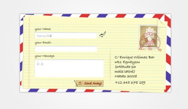 Creative Envelope Contact Form UI PSD web unique ui elements ui stylish simple quality psd original notepaper new modern message interface hi-res HD fresh free download free envelope elements download detailed design creative contact form contact clean airmail   