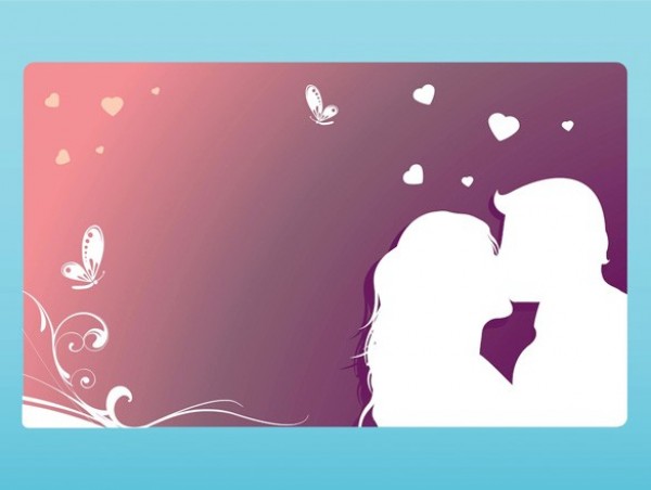 Kissing Couple Silhouette Vector Background web vector Valentines day card valentines unique ui elements stylish silhouette romantic quality original new love kissing interface illustrator high quality hi-res hearts HD graphic girl fresh free download free elements download detailed design creative couple kissing card butterflies boy background ai   