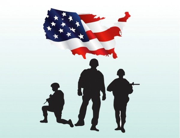 US Military Soldiers Silhouette & Flag Vector Graphic web war vector US soldiers US military US flag unique ui elements stylish stars and stripes soldiers silhouette quality pdf original new military interface illustrator high quality hi-res HD guns graphic fresh free download free flag elements download detailed design creative ai   