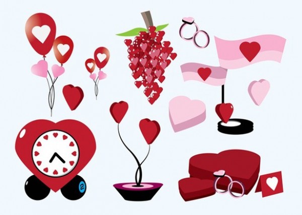 All About Love Vector Heart Graphics Set web vector valentine's day Valentine unique stylish romance quality original new love illustrator high quality hearts heart shaped heart clock graphic fresh free download free download design creative   