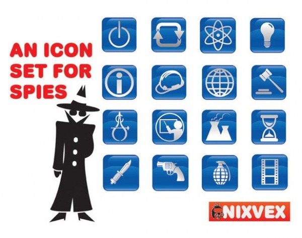 16 Cool Spy Theme Vector Icon Set web vector unique ui elements stylish spy icons spy quality original new knife illustrator icons high quality gun grenade graphic fresh free download free download design creative atom   