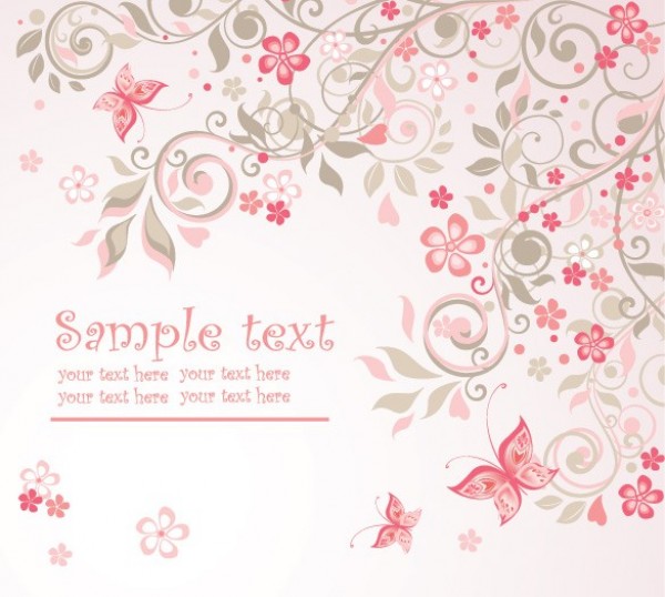 Delicate Pink Floral Butterfly Abstract Background web vector unique sweet stylish quality pink original illustrator high quality graphic fresh free download free floral eps download design delicate dainty creative butterfly butterflies background abstract   
