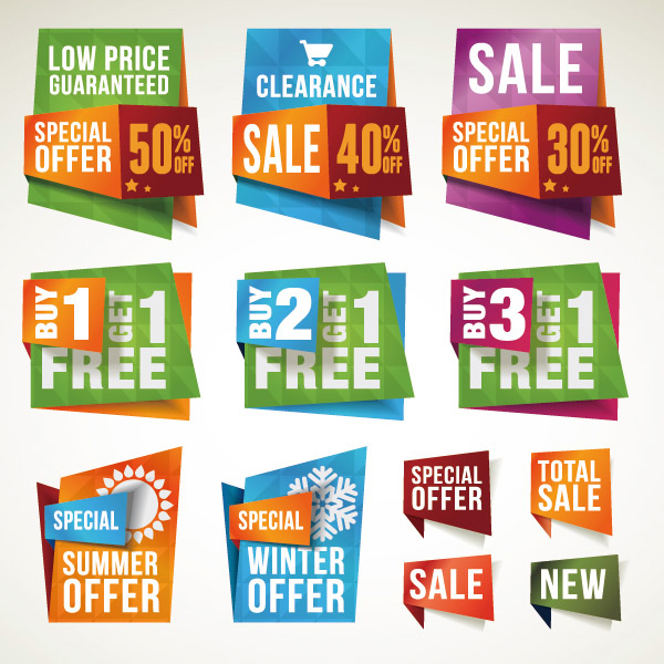 Vector Sale Labels eCommerce Pack vector tags special set sales price pack labels free download free ecommerce discount colorful   