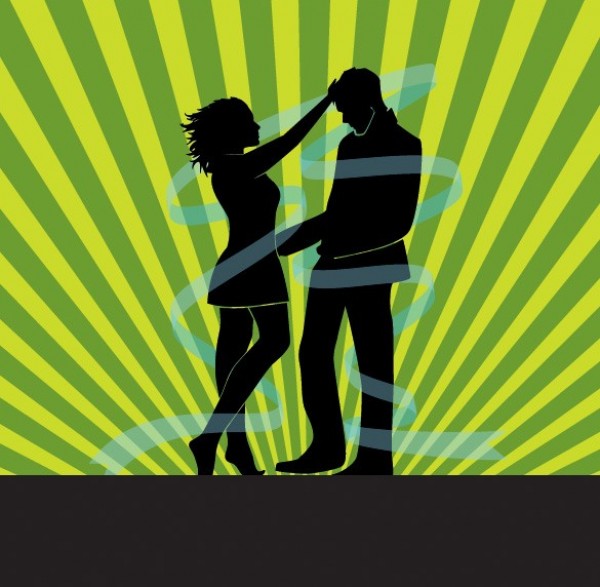 Lovers Silhouette Vector Illustration woman web vector unique stylish silhouette rays radial quality people original man lovers illustrator illustration high quality green graphic fresh free download free eps download design creative couple silhouette couple background   