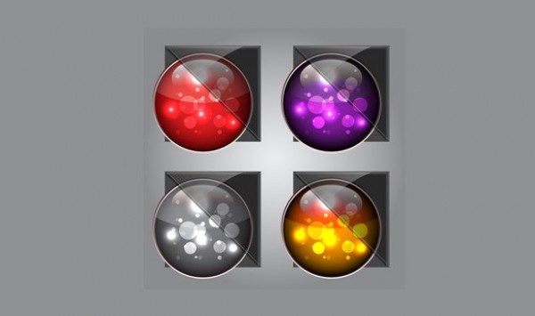 4 Glossy Bokeh Glass Vector Buttons Set web vector unique ui elements transparent stylish round quality original orb new interface illustrator high quality hi-res HD graphic glossy glass fresh free download free eps elements download detailed design creative buttons bokeh   