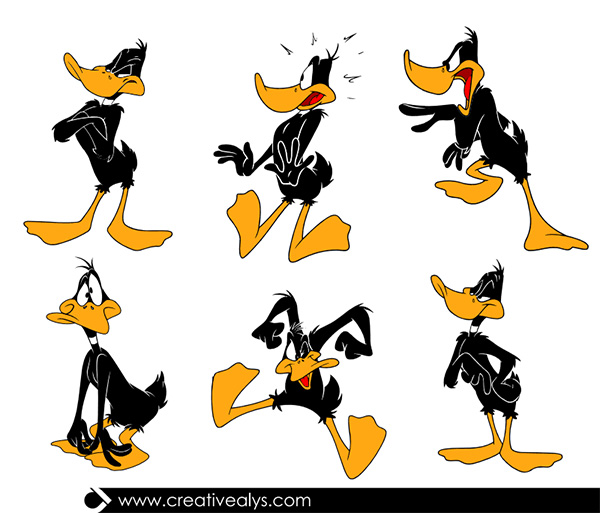 6 Daffy Duck Character Vector Illustrations vector funny free download free duck daffy duck character cartoon   