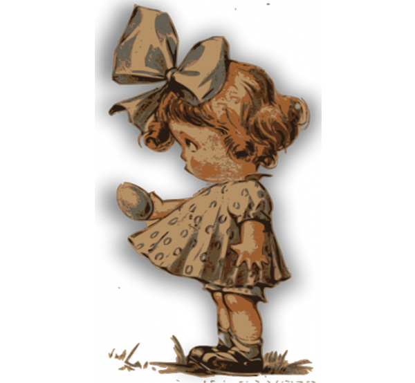 Vintage Child and Egg Vector Illustration vintage vector painting old fashioned little girl free download free egg easter child bow   