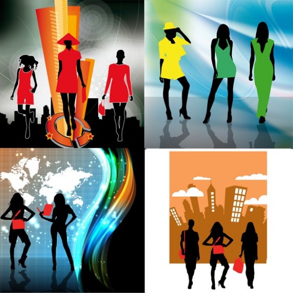 5 Modern Fashion Girls Silhouette Scenes women web unique ui elements ui stylish simple silhouette shopping quality original new modern interface hi-res HD girls fresh free download free fashion elements download detailed design creative clean city beauty   