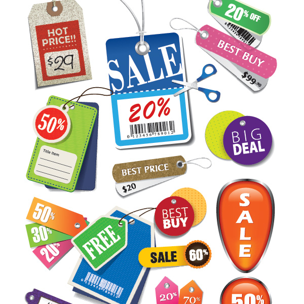 Colorful Sales Badges Labels Tags Vector Set vector tags stickers set red percent off pack online store labels free download free ecommerce discounts colorful big deals best buy badges   