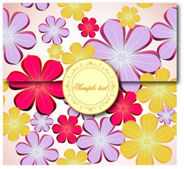 Lovely Floral Abstract with Label Vector Background web vector unique ui elements stylish seal quality original new label interface illustrator high quality hi-res HD graphic fresh free download free flowers floral elements download detailed design creative colorful background abstract   
