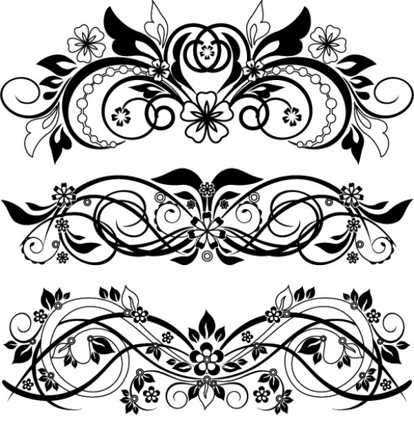 4 Highly Detailed Vector Floral Ornaments web vectors vector graphic vector unique ultimate quality photoshop pack ornaments original new modern illustrator illustration high quality fresh free vectors free download free floral download detailed design creative black ai   