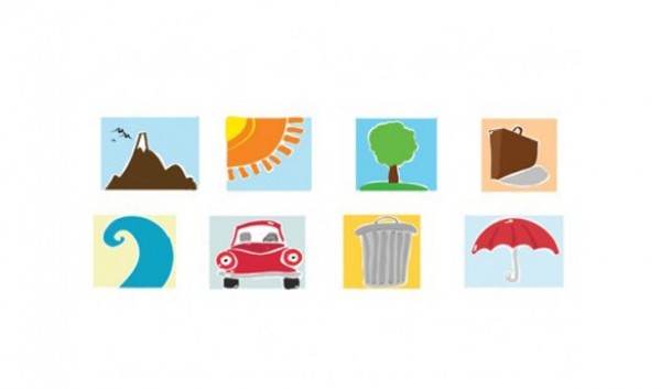 8 Sweet Hand Drawn Vector Icons Set web vector unique umbrella ui elements tree sun stylish quality original new mountain interface illustrator icons high quality hi-res HD hand painted hand drawn graphic garbage bin fresh free download free eps elements download detailed design creative car briefcase ai   