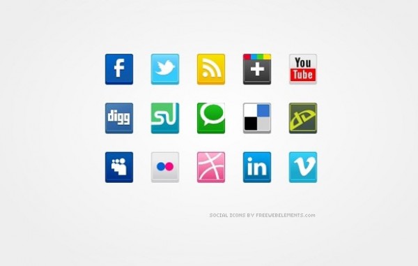 15 Square 3D Social Media Icons Set PSD web unique ui elements ui stylish square social set quality psd original new networking modern media interface hi-res HD fresh free download free elements download detailed design creative clean bookmarking 3d   