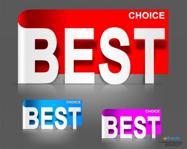 Unique Best Choice Curled Banner Set PSD web unique ui elements ui tag stylish set red quality psd pink original new modern layered label interface hi-res HD fresh free download free elements ecommerce download detailed design curled creative clean blue best choice banner   