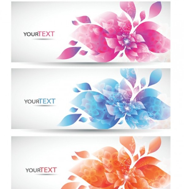 3 Vivid Abstract Floral Vector Banners Set web vector unique ui elements stylish set quality original new interface illustrator high quality hi-res HD graphic fresh free download free floral eps elements download detailed design delicate creative colorful banners abstract   