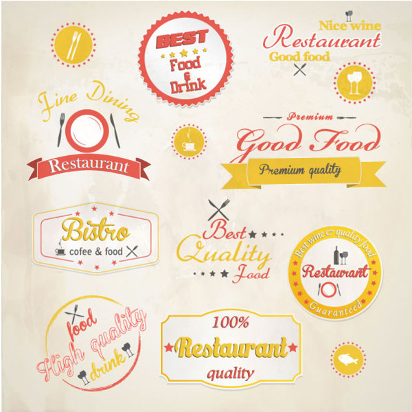 Retro Style Labels & Stickers Vector Set vintage vector stickers retro restaurant labels retro restaurant labels free download free cafe bistro   