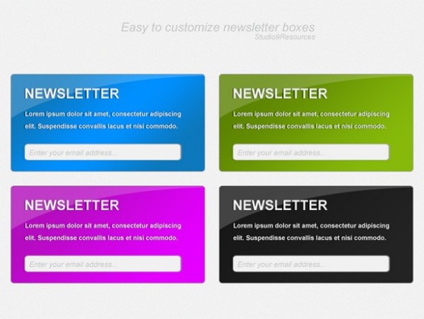 4 Colorful Subscribe Newsletter Boxes Set PSD web unique ui elements ui subscribe stylish set quality psd pink original newsletter box newsletter new modern interface hi-res HD green fresh free download free email elements download detailed design dark creative colorful clean boxes box blue black   