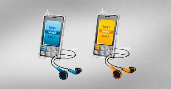 Mobile Phones with Earphones Vector Graphics web vector unique ui elements stylish quality original new mobile phone interface illustrator high quality hi-res headphones HD graphic fresh free download free eps elements earphone download detailed design creative cell phone   