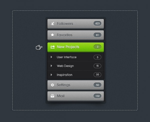 Awesome Iconic Dropdown Menu PSD web unique ui elements ui stylish quality psd original new modern menu interface icons iconic hi-res HD grey green fresh free download free elements dropdown download detailed design creative counter clean button black   