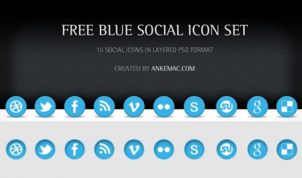 10 Amazing Blue Social Media Icons Set PSD web unique ui elements ui stylish social set round quality pack original new networking modern media interface icons hi-res HD fresh free download free elements download detailed design creative clean bookmarking blue   