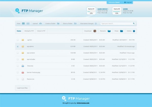 Clean FTP Manager Web Page PSD webpage web unique ui elements ui stylish simple quality psd original new modern interface hi-res HD ftp manager ftp fresh free download free file transfer protocol file transfer elements download detailed design creative clean   