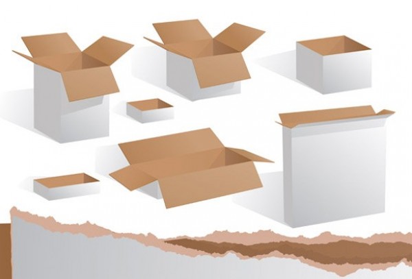 2 Styles Cardboard Boxes Vector Set web vector unique stylish quality paper original illustrator high quality graphic fresh free download free download design cubes creative cargo cardboard boxes   