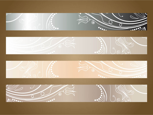 4 Elegant Floral UI Banners Vector Set vintage vector long header hand painted free download free floral elegant banner art   