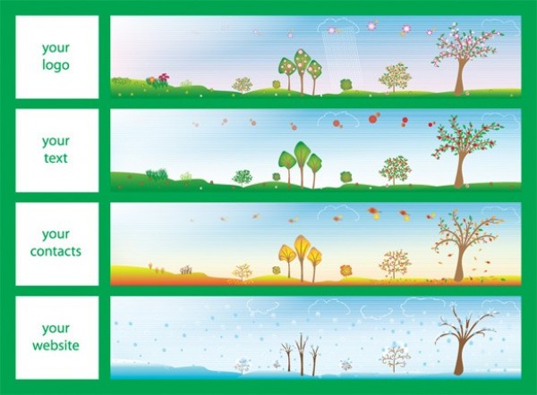 4 Seasons Vector Header/Banner Set winter web vector unique ui elements summer stylish spring set seasons season scene quality original new landscape interface illustrator high quality hi-res header HD graphic fresh free download free eps elements download detailed design creative country banner autumn abstract   