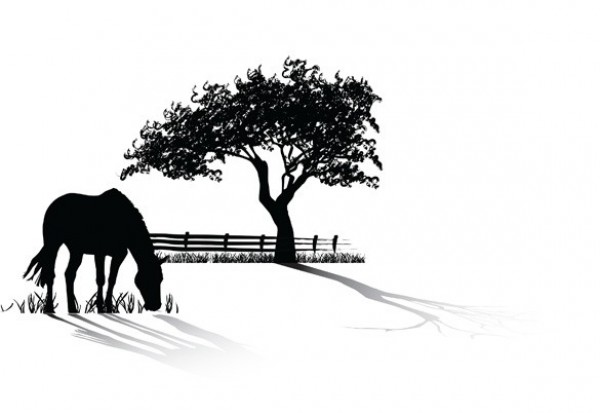 Horse Grazing Silhouette Vector Graphic web vector unique ui elements tree stylish silhouette scene quality pdf original new jpg interface illustrator horse grazing horse high quality hi-res HD graphic fresh free download free eps elements download detailed design creative countryside country   