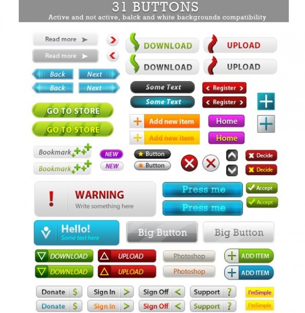 31 Unique Web UI Buttons Pack PSD web unique ui elements ui stylish simple set quality psd pressed pack original normal new modern interface hi-res HD fresh free download free elements download different detailed design creative colorful clean buttons active   