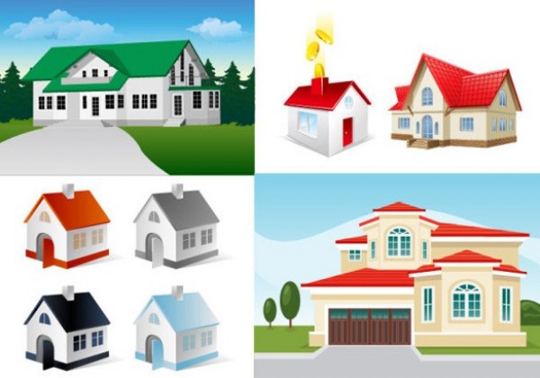 Set of Houses Homes Real Estate Vector Graphics web villa vector urban unique stylish real estate quality original mansion illustrator house home high quality graphic fresh free download free Estate download design creative cottage   