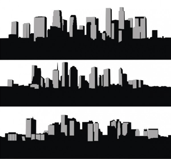 3 City Skyline Vector Silhouettes Set web vector unique ui elements stylish skyline. silhouette skyline silhouette quality original new interface illustrator high rise high quality hi-res HD graphic fresh free download free eps elements download detailed design creative city skyline city silhouette city cdr buildings ai   