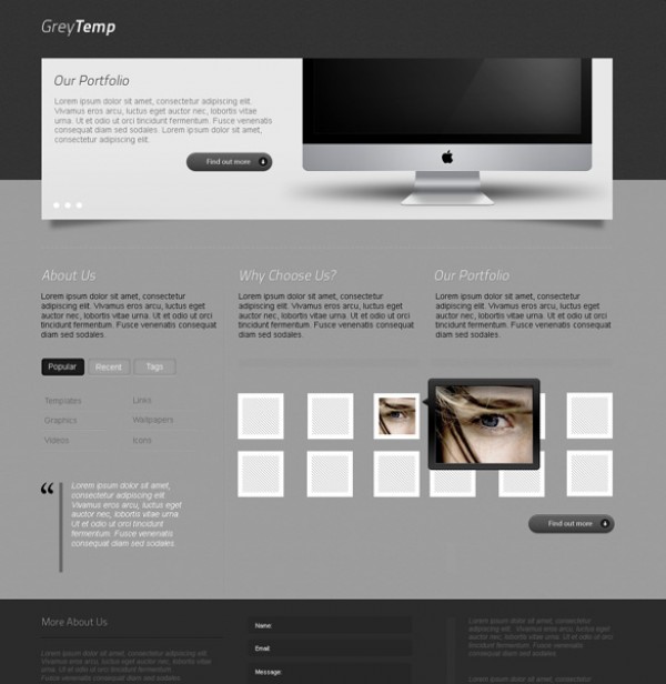 Sleek Portfolio Design template sleek psd professional portfolio metal grey clean business 2.0 web   