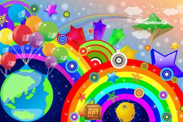 Brightly Colored Rainbow Abstract Vector Background web vivid vector unique ui elements stylish starts rainbow quality original new interface illustrator high quality hi-res HD graphic globe fun fresh free download free elements download detailed design creative colorful bright balloons background ai abstract   