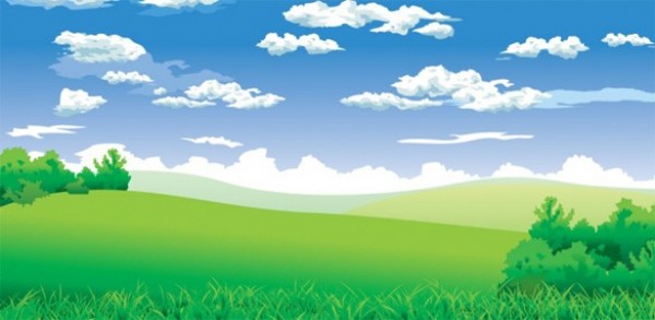 Peaceful Summer Day Vector Landscape web vector unique summer stylish spring quality original landscape illustrator hills high quality green graphic fresh free download free download design creative country clouds blue sky background   