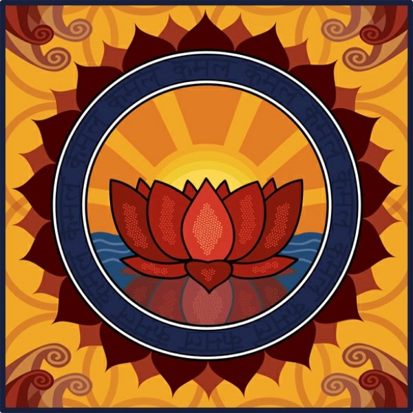 Oriental Lotus Sunshine Pattern Vector Background yellow web vector unique ui elements sunshine sun rays sun stylish red rays quality pattern original oriental new lotus interface illustrator high quality hi-res HD graphic fresh free download free flower floral eps elements download detailed design creative circular background Asian   